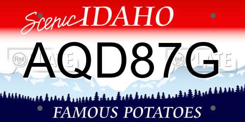 AQD87G Idaho License Plate