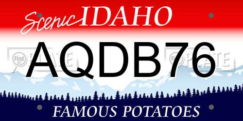 AQDB76 Idaho License Plate