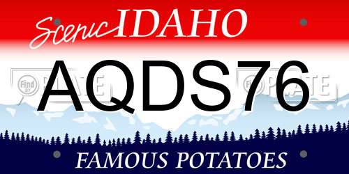 AQDS76 Idaho License Plate