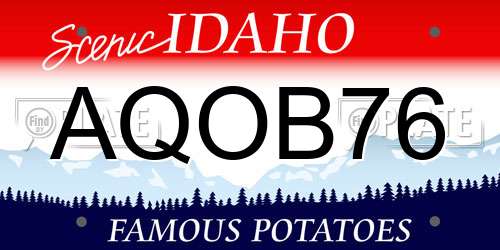 AQOB76 Idaho License Plate