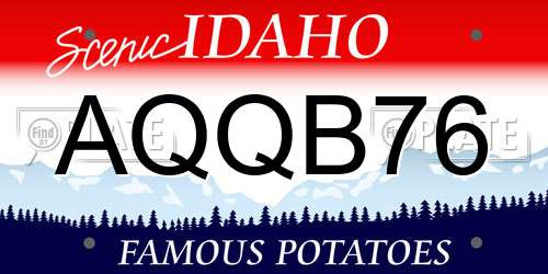 AQQB76 Idaho License Plate