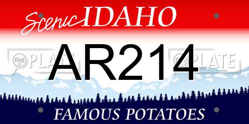 AR214 Idaho License Plate
