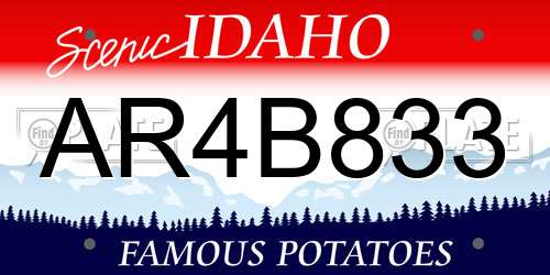 AR4B833 Idaho License Plate
