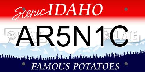 AR5N1C Idaho License Plate