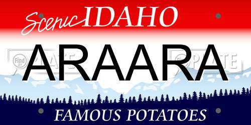 ARAARA Idaho License Plate
