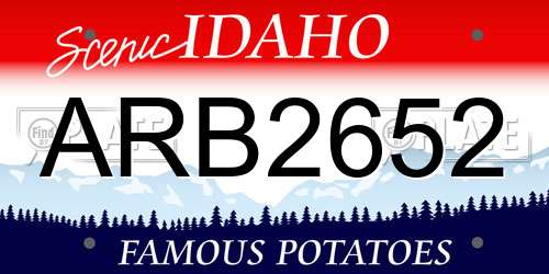ARB2652 Idaho License Plate