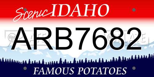 ARB7682 Idaho License Plate