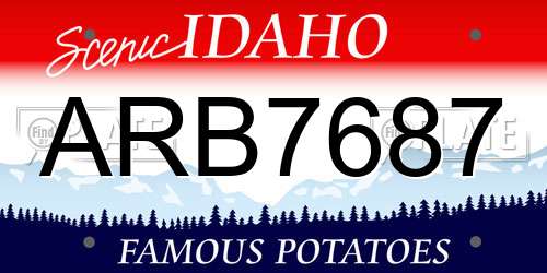 ARB7687 Idaho License Plate