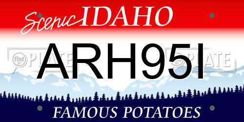 ARH95I Idaho License Plate