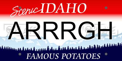 ARRRGH Idaho License Plate