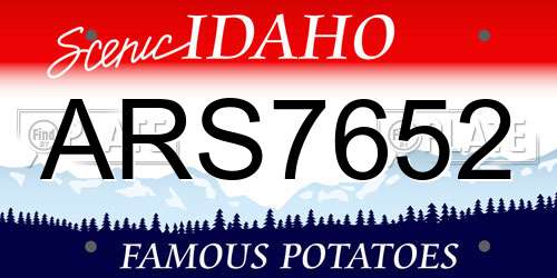 ARS7652 Idaho License Plate