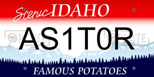 AS1T0R Idaho License Plate