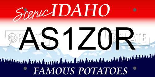 AS1Z0R Idaho License Plate