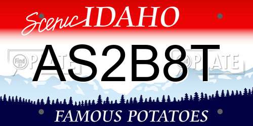 AS2B8T Idaho License Plate