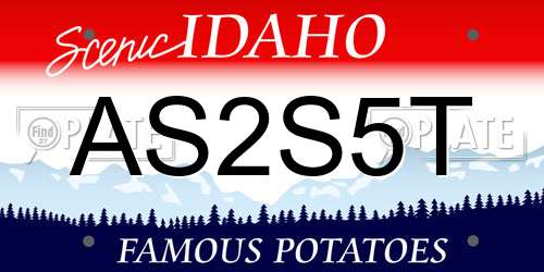 AS2S5T Idaho License Plate
