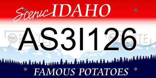 AS3I126 Idaho License Plate