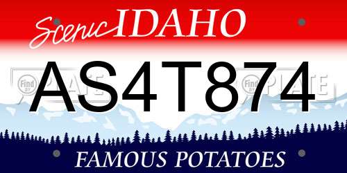 AS4T874 Idaho License Plate