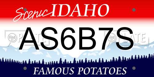 AS6B7S Idaho License Plate