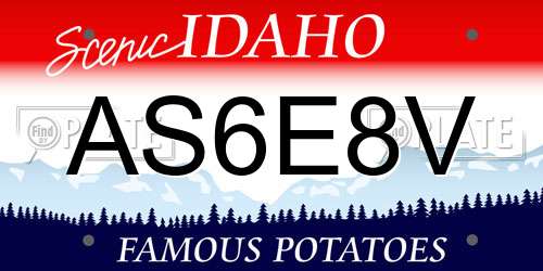 AS6E8V Idaho License Plate