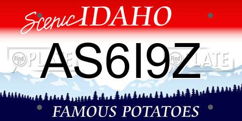 AS6I9Z Idaho License Plate