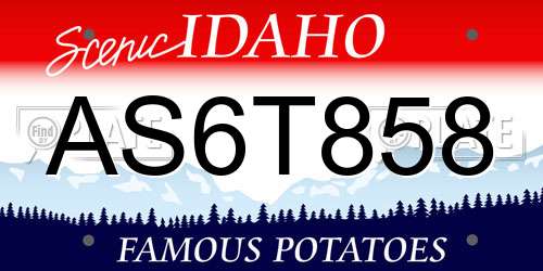 AS6T858 Idaho License Plate