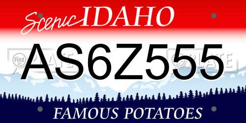 AS6Z555 Idaho License Plate