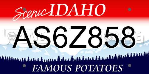 AS6Z858 Idaho License Plate