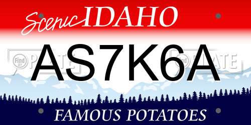 AS7K6A Idaho License Plate