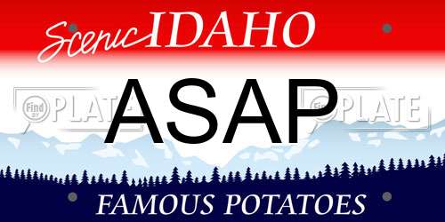 ASAP Idaho License Plate