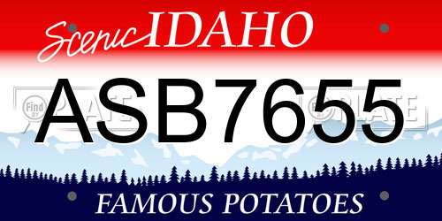 ASB7655 Idaho License Plate