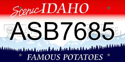 ASB7685 Idaho License Plate