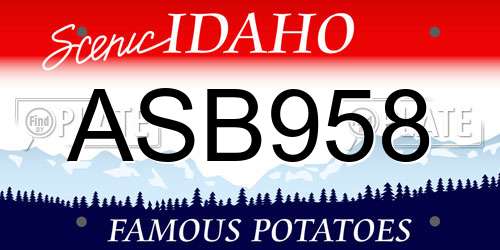 ASB958 Idaho License Plate