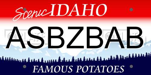 ASBZBAB Idaho License Plate
