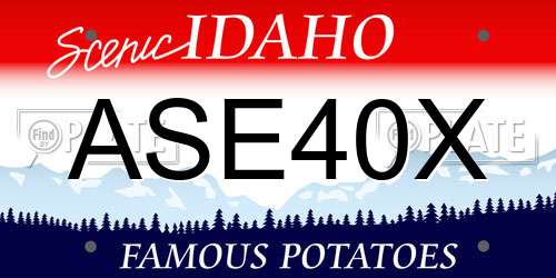 ASE40X Idaho License Plate