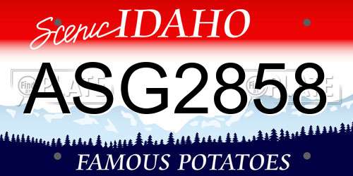 ASG2858 Idaho License Plate