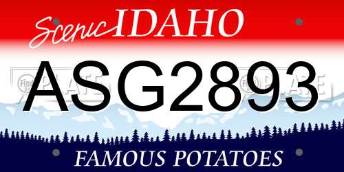 ASG2893 Idaho License Plate