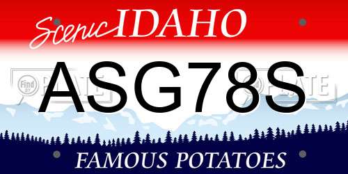 ASG78S Idaho License Plate