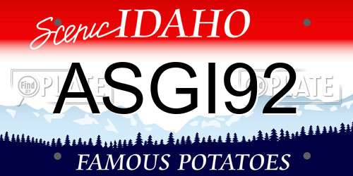 ASGI92 Idaho License Plate