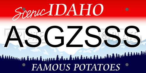 ASGZSSS Idaho License Plate