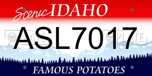 ASL7017 Idaho License Plate