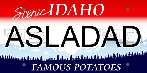 ASLADAD Idaho License Plate