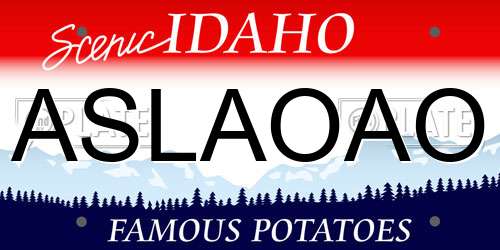 ASLAOAO Idaho License Plate
