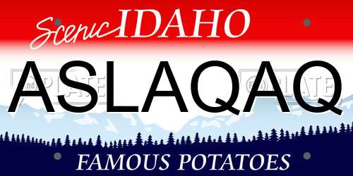 ASLAQAQ Idaho License Plate
