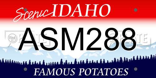 ASM288 Idaho License Plate