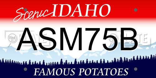 ASM75B Idaho License Plate