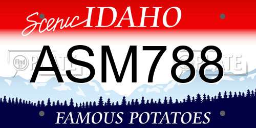ASM788 Idaho License Plate