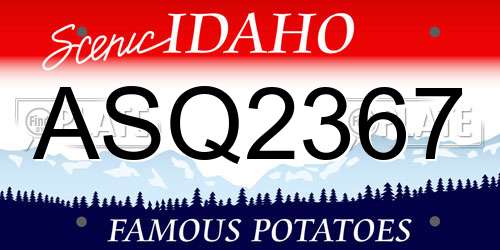 ASQ2367 Idaho License Plate