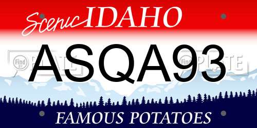 ASQA93 Idaho License Plate