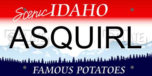 ASQUIRL Idaho License Plate