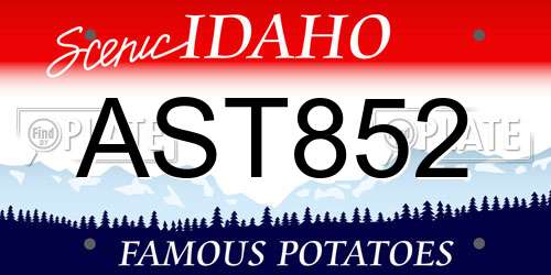 AST852 Idaho License Plate